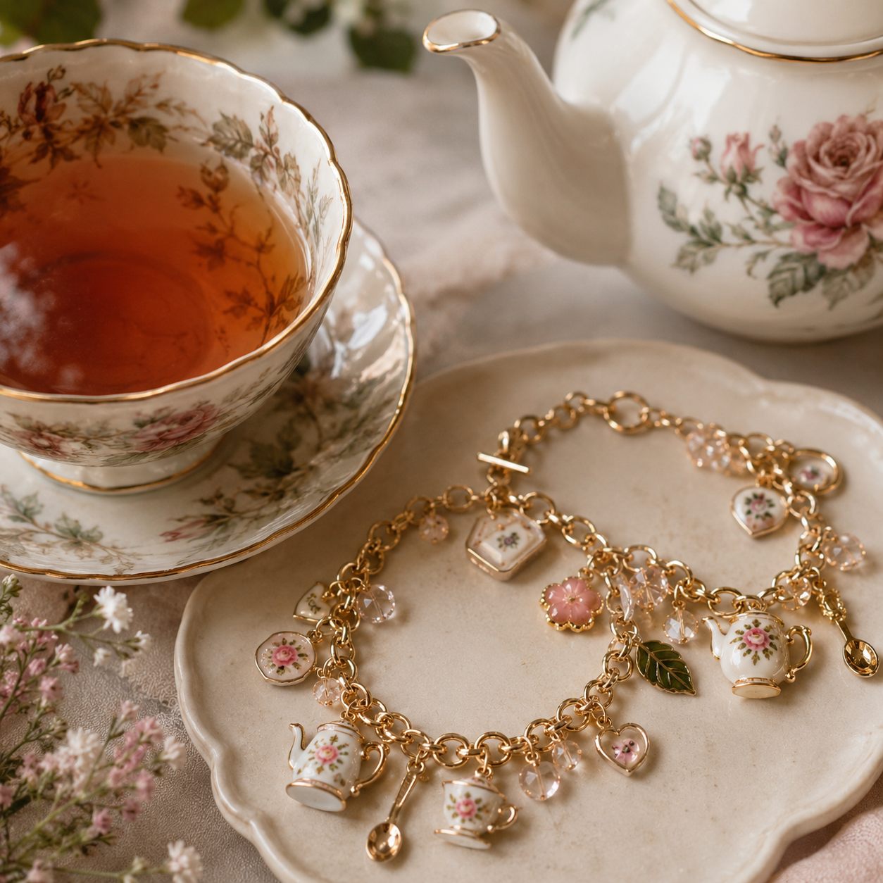 Floral china and tea details